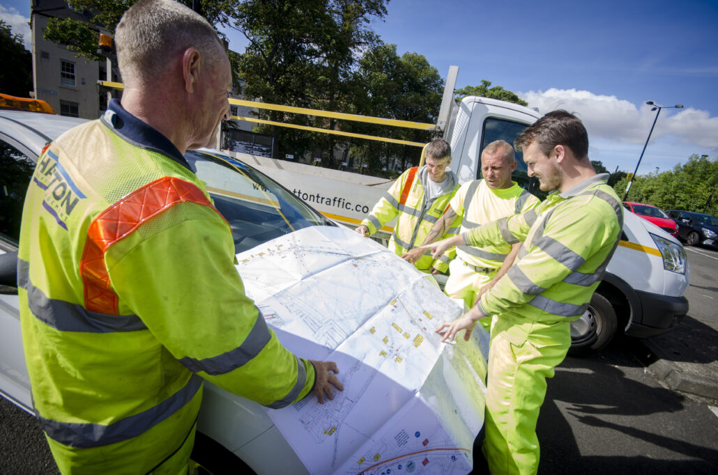 Hatton Traffic Management Operatives reviewing Site Map
