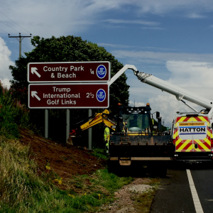 Installing road sign on motorway – highway sign installations